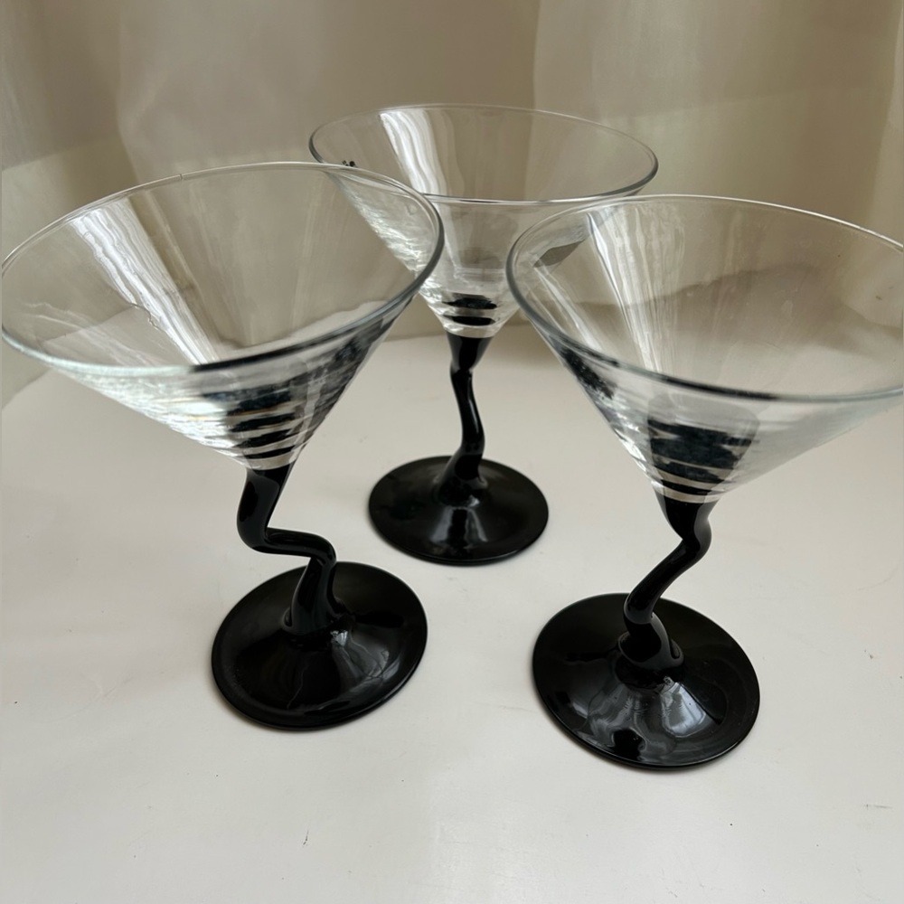 Martini Glasses Black Stem 6 oz Glasses Made in France Buy one or 12 You choose